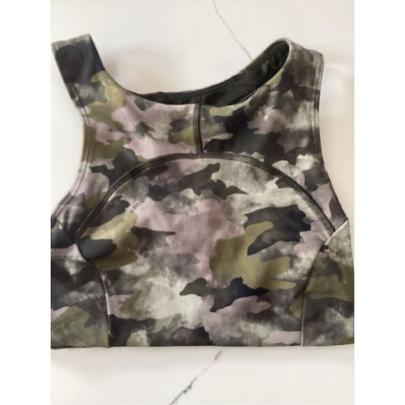 Lululemon Sz 2 Tough Train High Neck Sports Bra Camo Workout - Picture 3 of 7